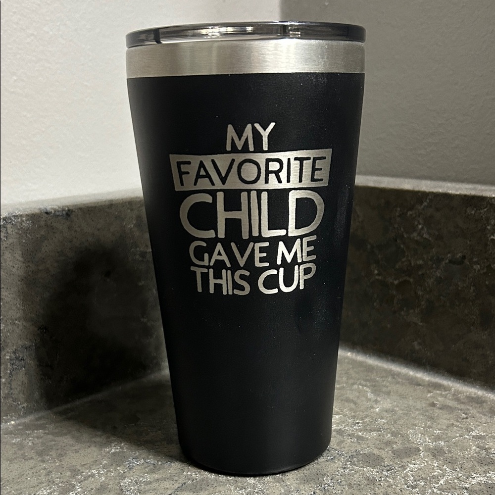 Black Tumbler with Humorous Message